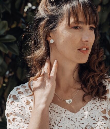 bijoux de mariage argent et tourmaline