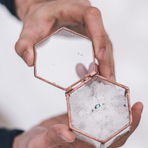 demande en mariage dans la neige